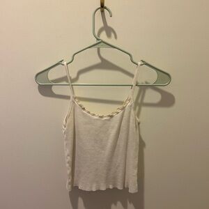 Brandy Melville Waffle Knot Lace Trim Tank